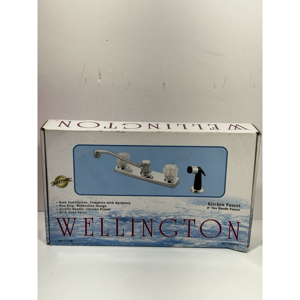 Wellington 47308 Kitchen Faucet 8 Inch Two Handle (Chrome) V2183dt No Spray‎